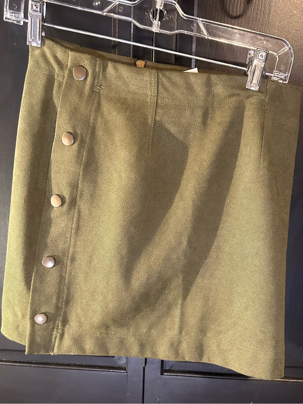 Love Riche Olive Green Button-Accent Mini Skirt